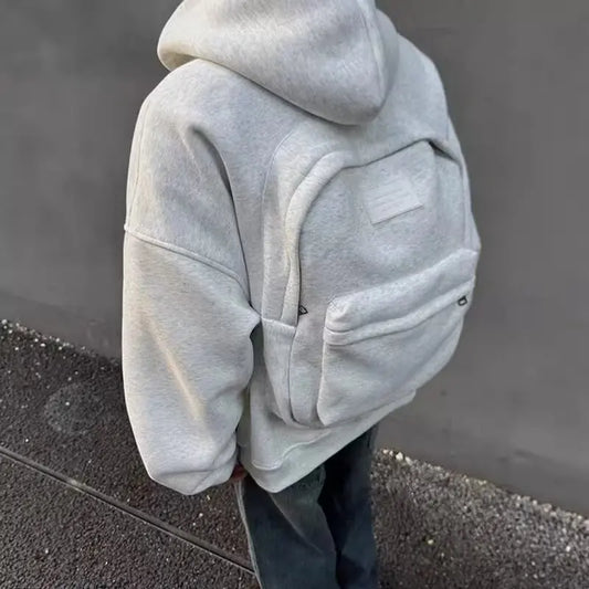 Hooded Backpack Sweatshirt – 2025 Collection Casual Sportswear with Loose Shoulder Sleeves