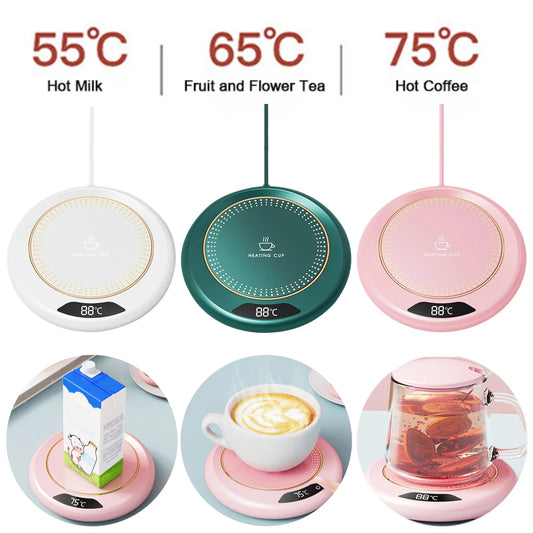USB Coffee Mug Warmer – 3 Temperature Settings Smart Heating Coaster | Electric Cup Warmer with Auto Shut-Off for Coffee, Tea, Milk & Water | Portable Thermostatic Hot Plate Gift for Home & Office